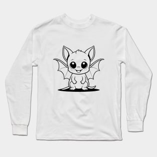 Cute Baby Bat Animal Outline Long Sleeve T-Shirt